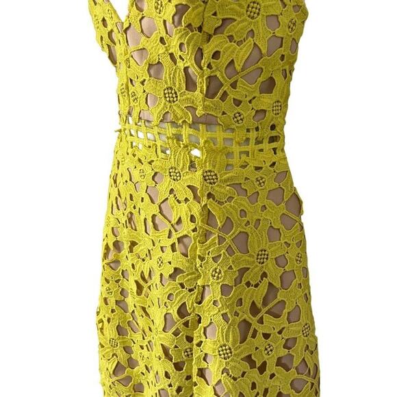 Lovers + Friends Bellini Yellow Lace Crochet Whimsigoth Fairy Dress Stretch M - Picture 11 of 16